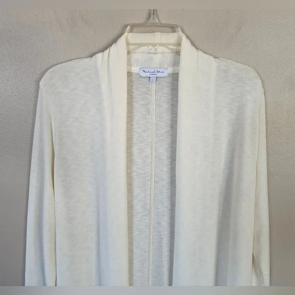 Michael Stars Off White Duster Cardigan Women's Long Sleeve Sweater Size Large - Picture 4 of 11